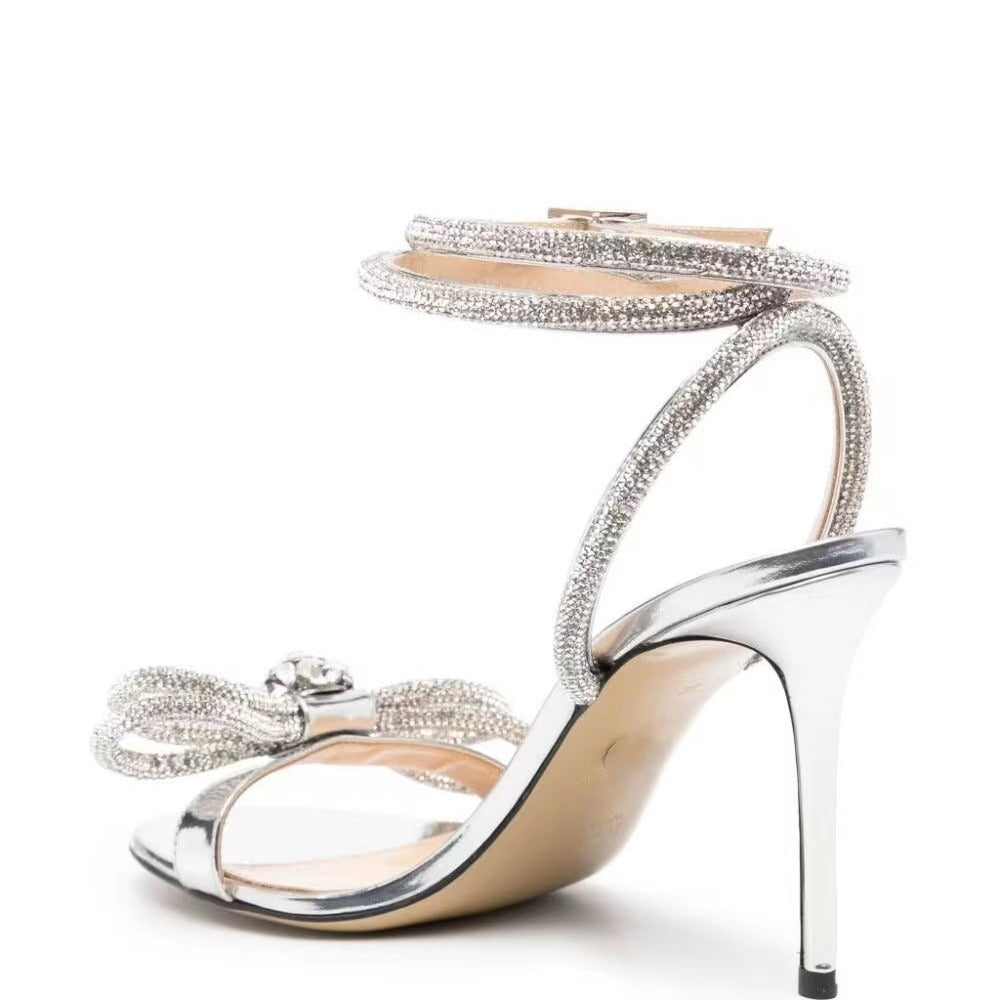 Damen Kristall-besetzte Stilettosandalen mit verstellbarem Knöchelriemen Drune