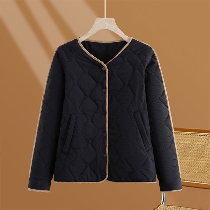 Damen nan gesteppte Übergangsjacke mit Rautenstepp, Rundhals und Druckknopfleiste Drune