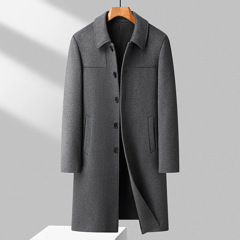 Herren Langer einreihiger Wollmantel mit schlanker Silhouette Drune