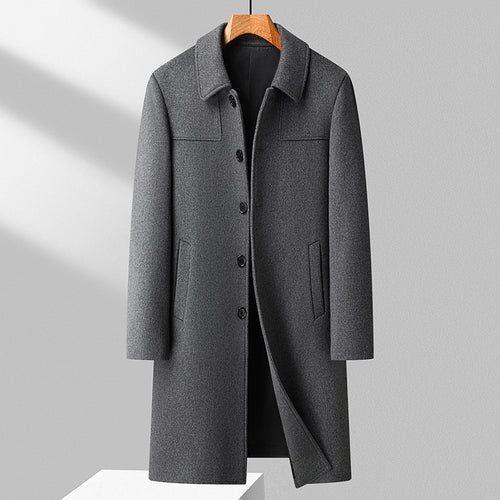 Herren Langer einreihiger Wollmantel mit schlanker Silhouette Drune