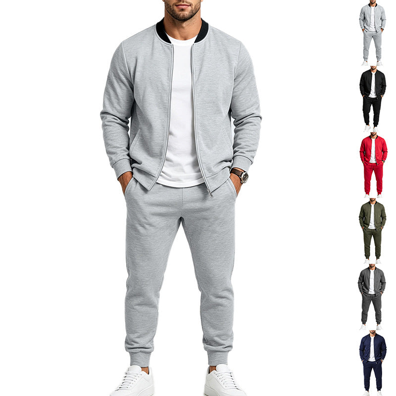 Herren Sportives Freizeit-Trainingsset mit Bomberjacke und tapered Jogginghose Drune