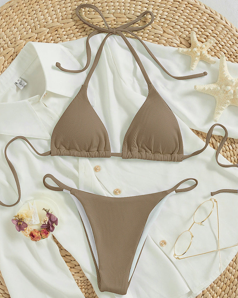 Damen Triangel-Bikini mit feiner Rippstruktur Drune