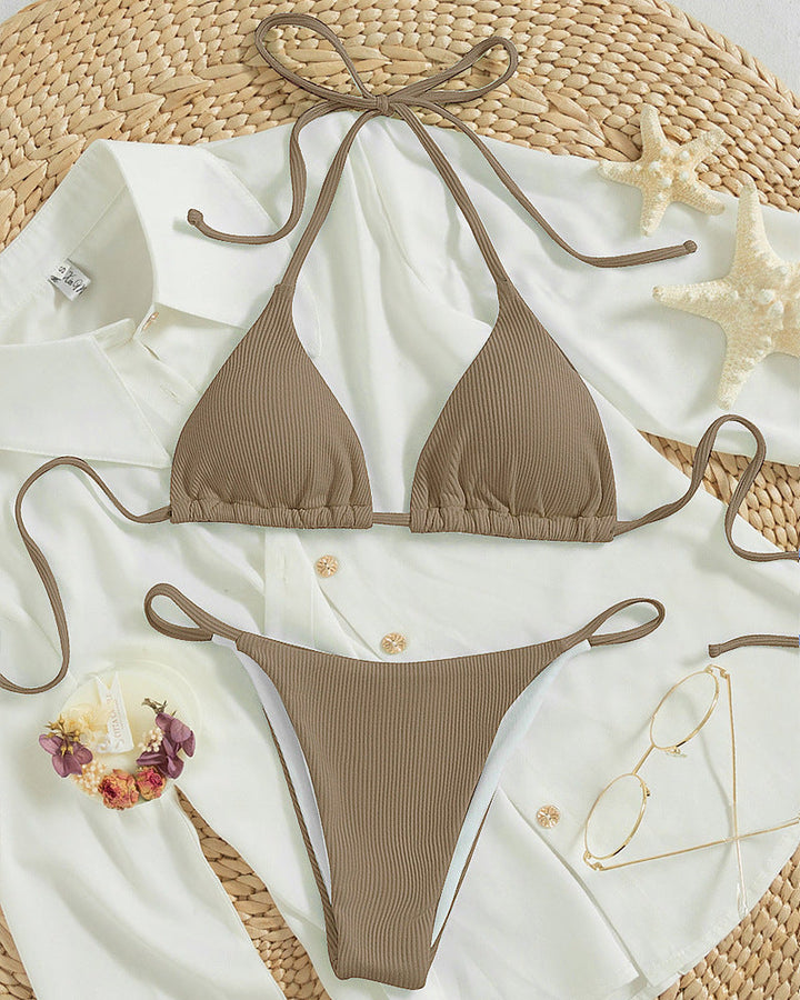 Damen Triangel-Bikini mit feiner Rippstruktur Drune