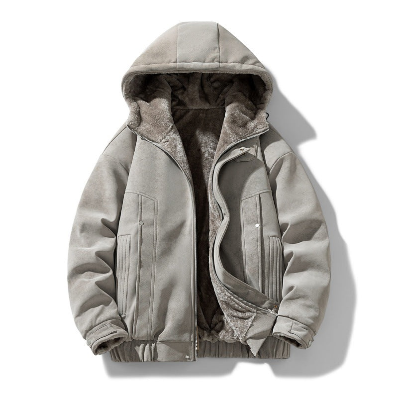 Herren Kapuzenjacke mit Teddyfutter und Kunstveloursoptik Drune