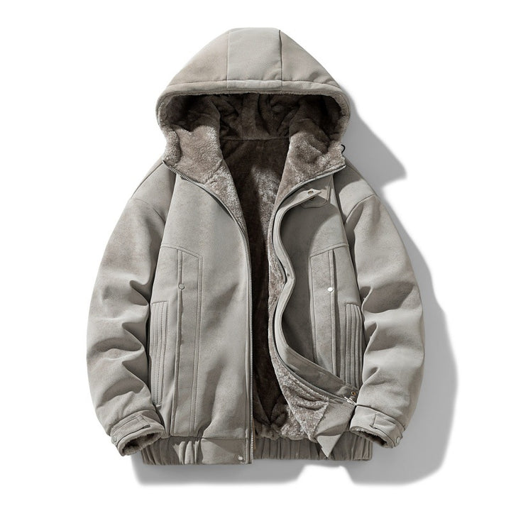Herren Kapuzenjacke mit Teddyfutter und Kunstveloursoptik Drune