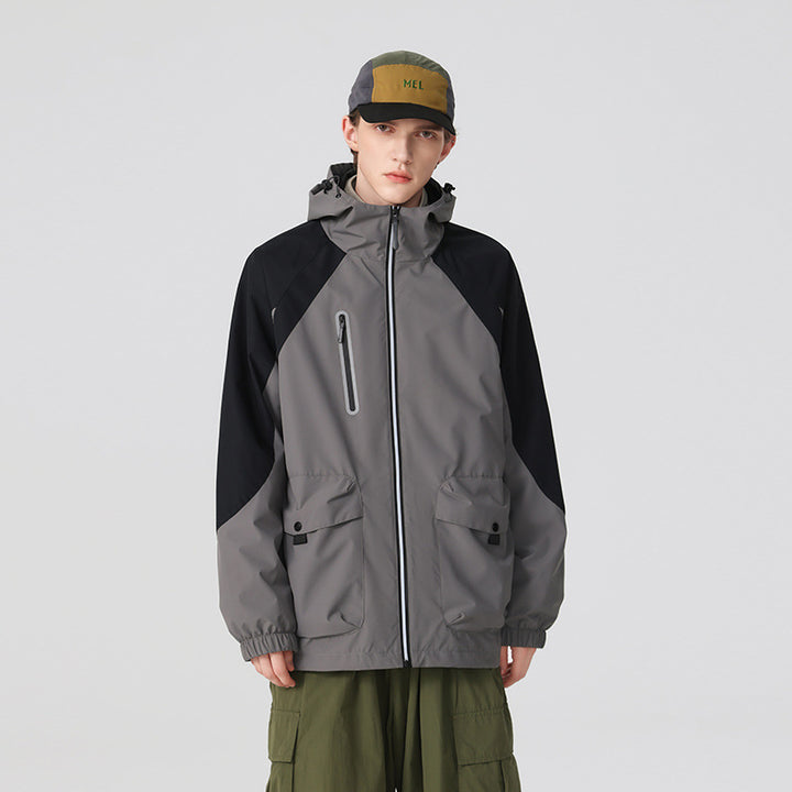 Herren zweilagige technische Regenjacke mit verstellbarer Kapuze und verschweißten Nähten Drune