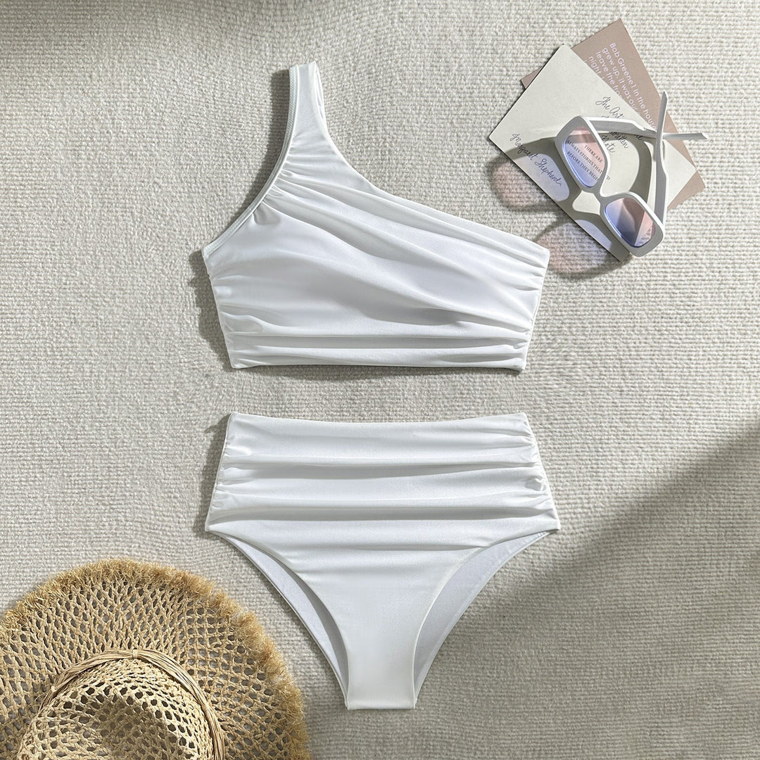 Damen Hochgeschnittenes Bade-Set mit asymmetrischem Oberteil Drune