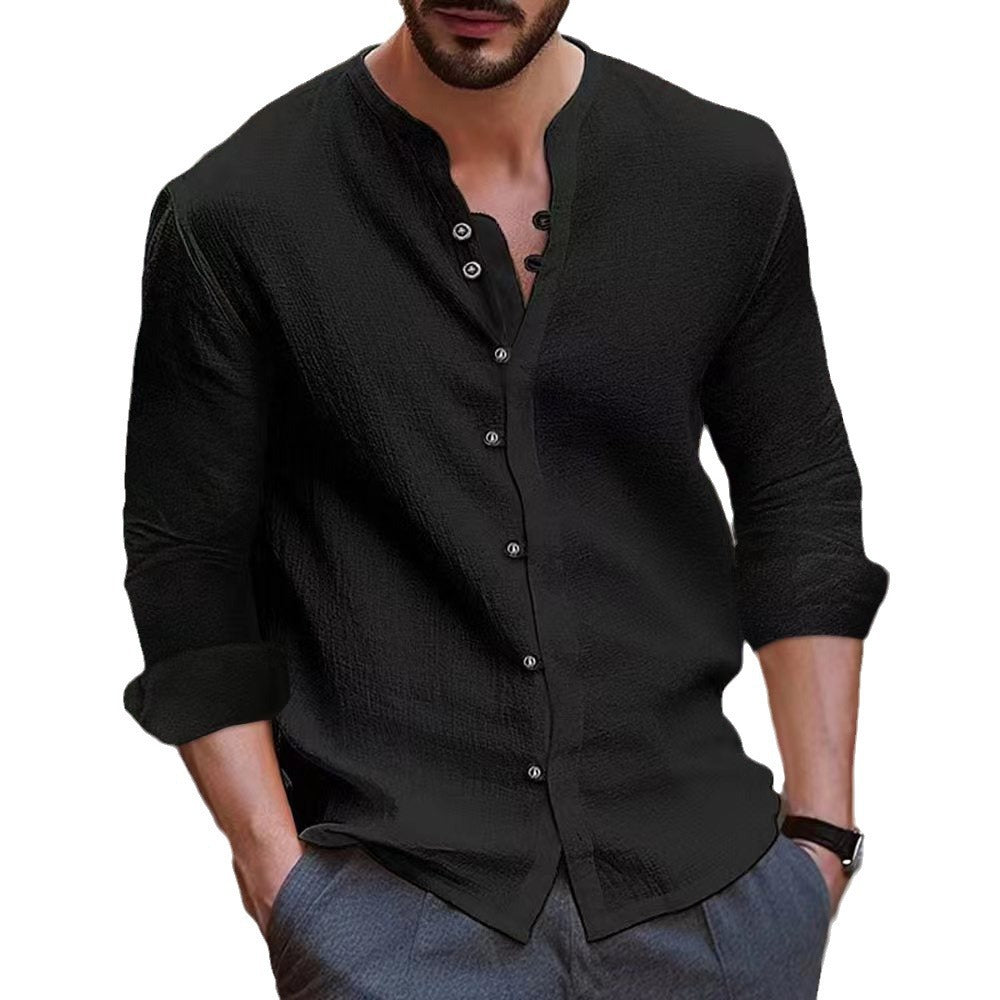 Herren Elegantes Hemd mit Knopfleiste und strukturiertem Design Drune