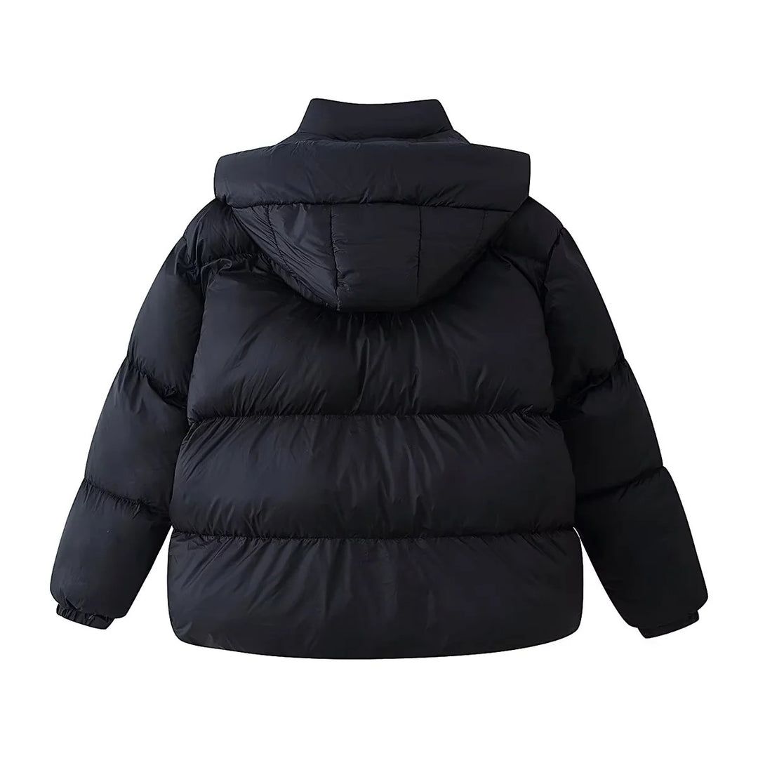 Damen nan oversized Steppjacke mit voluminöser Kapuze und aufgesetzten Pattentaschen Drune