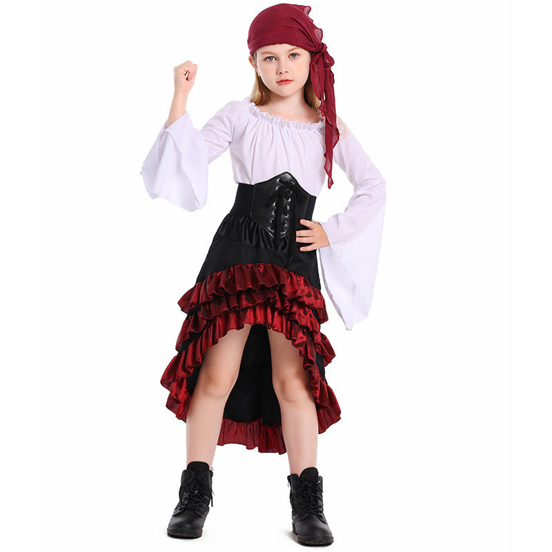 Mädchen Piratenkostüm mit schwingendem Rock und detailverliebtem Oberteil Drune