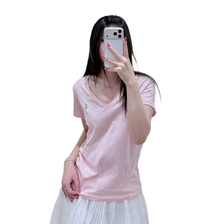 Damen V-Ausschnitt T-Shirt Drune