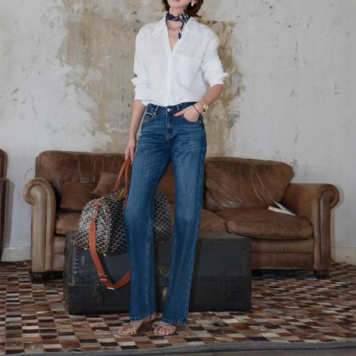 Damen Stilvolle Leinenbluse Drune