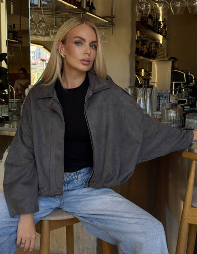 Damen Modische Oversized Jacke Drune