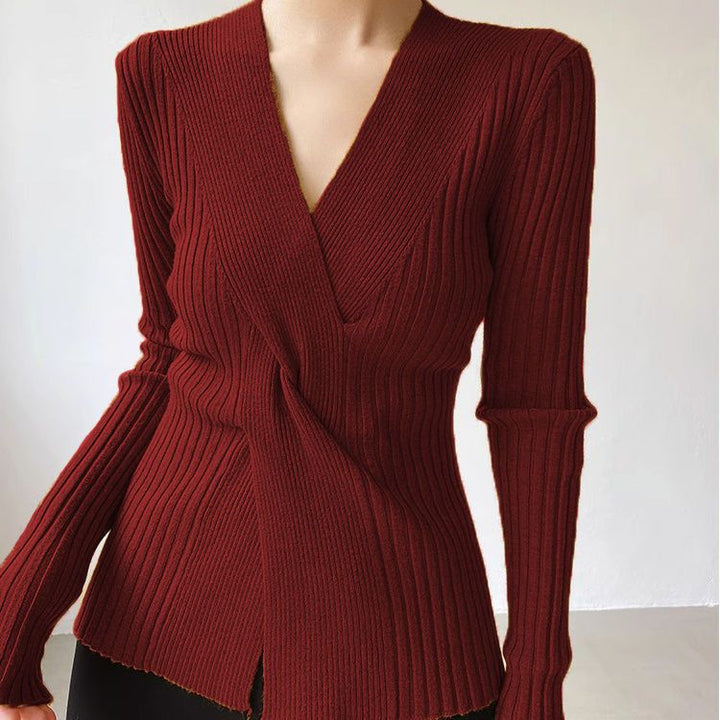 Damen Elegante Wickelstrickjacke Drune