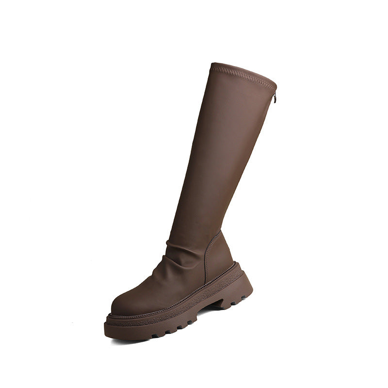 Damen hohe Gummistiefel mit rutschfester Profilsohle und elastischem Schaft Drune