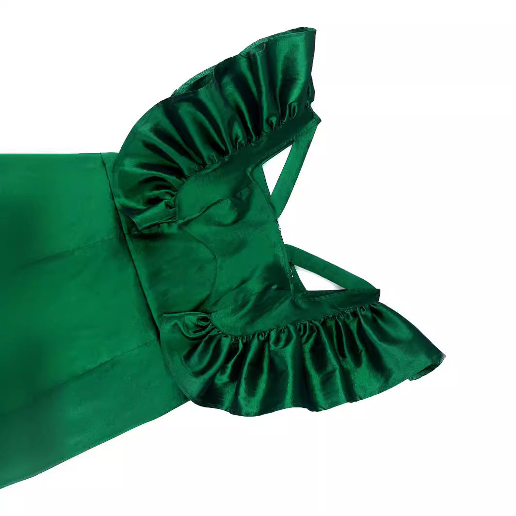 Damen Elegantes Maxikleid mit voluminösen Rüschenärmeln Drune