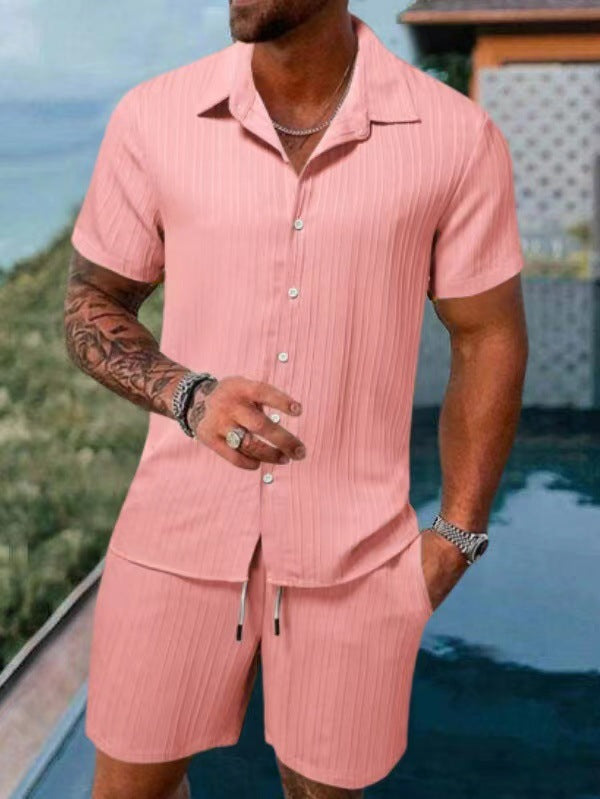 Herren atmungsaktives Sport-Set mit Kurzarm-Hemd und Shorts Drune