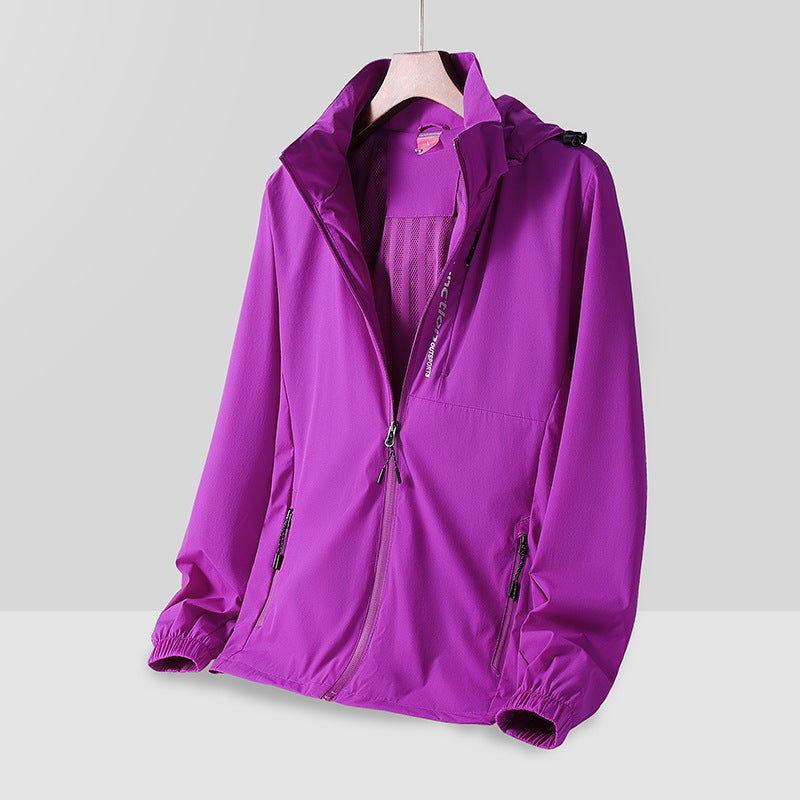 Herren Leichte atmungsaktive Kapuzen-Windjacke mit Mesh-Futter, Reißverschlusstaschen und elastischen Bündchen Drune