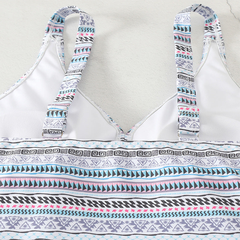 Damen Tankini mit modischem Streifenmuster und bequemen High-Waist-Slip Drune