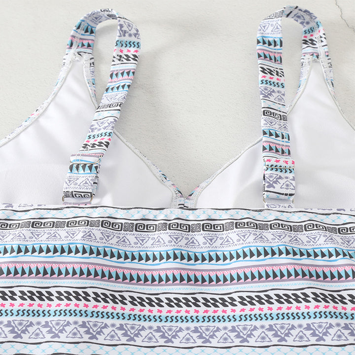 Damen Tankini mit modischem Streifenmuster und bequemen High-Waist-Slip Drune