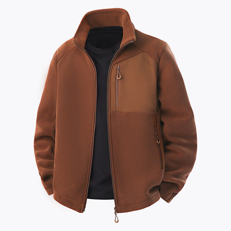 Herren Hybrid-Fleecejacke mit Softshell‑Einsätzen, Brust-Reißverschlusstasche und Zwei-Wege-Frontreißverschluss Drune
