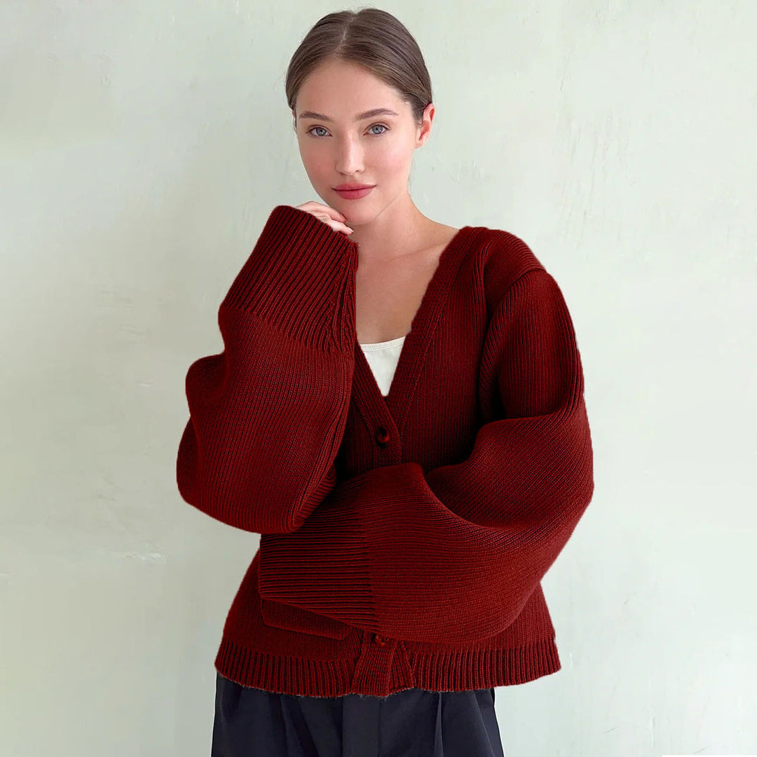 Damen Strickjacke mit voluminösen Ärmeln Drune