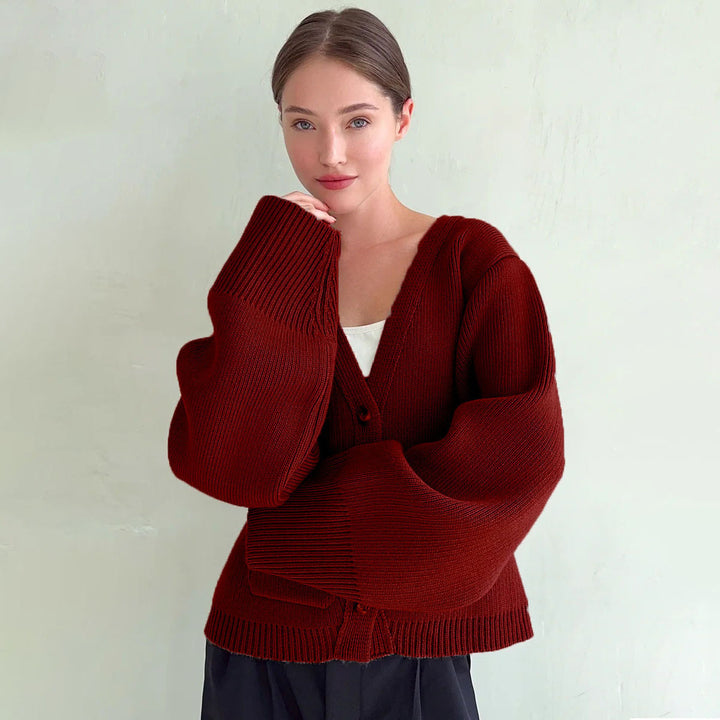 Damen Strickjacke mit voluminösen Ärmeln Drune