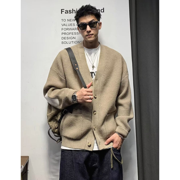 Herren Moderne Strickjacke mit Knopfleiste Drune
