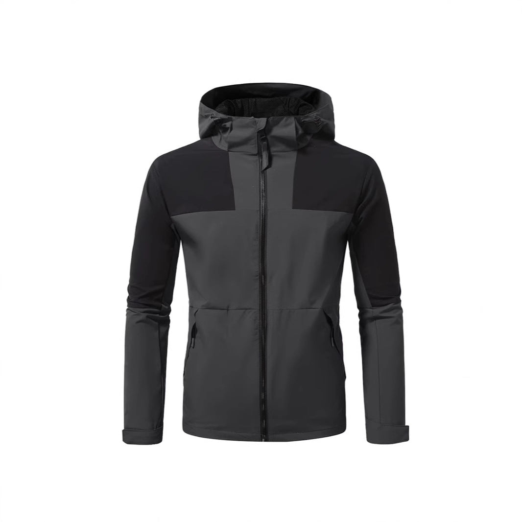 Herren Windbreaker Jacke mit verstellbarem Kapuzenkragen und seitlichen Taschen Drune