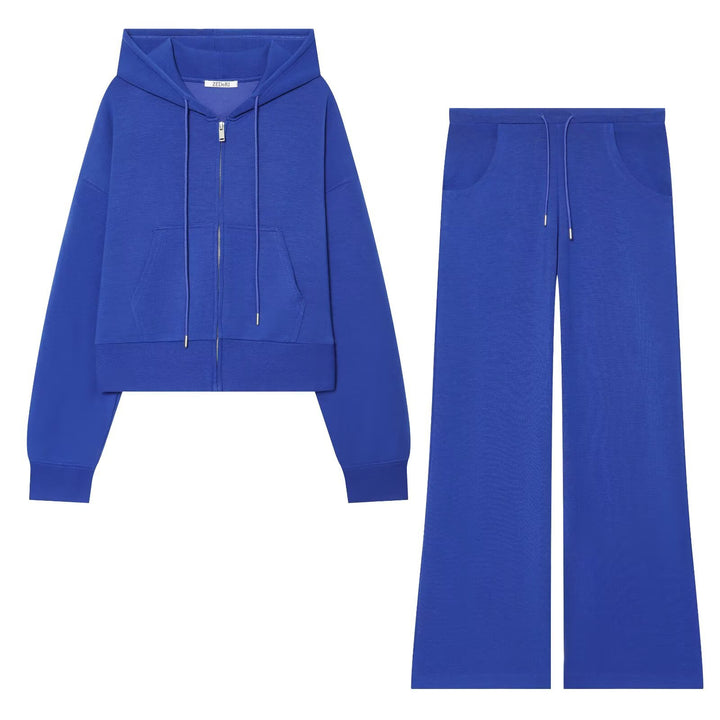 Damen Weite High‑Waist Jersey-Hose mit Tunnelzug und weitem Bein Drune