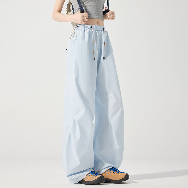 Damen weite technische Cargohose mit Kordelzugbund Drune
