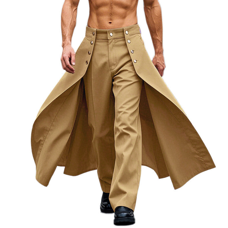 Damen nan taillenhoher ausgestellter Midi-Wickelrock mit innerer Culotte und Zierknopfleiste Drune