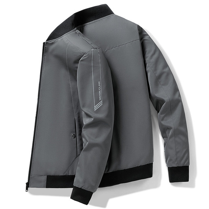 Herren Leichter winddichter Bomberblouson mit gerippten Bündchen und verdeckter Zip‑Front Drune