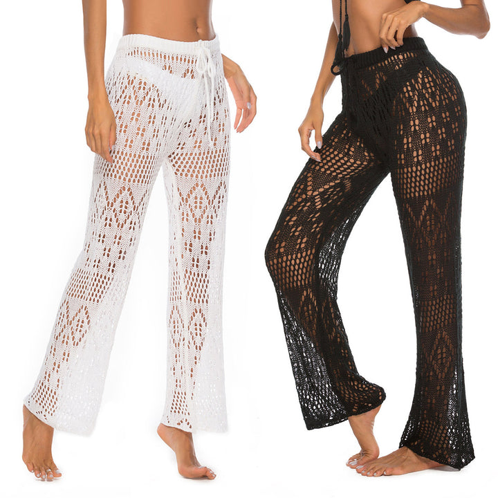 Damen Häkel-Strandhose mit weitem Schnitt und modernem Lochdesign Drune