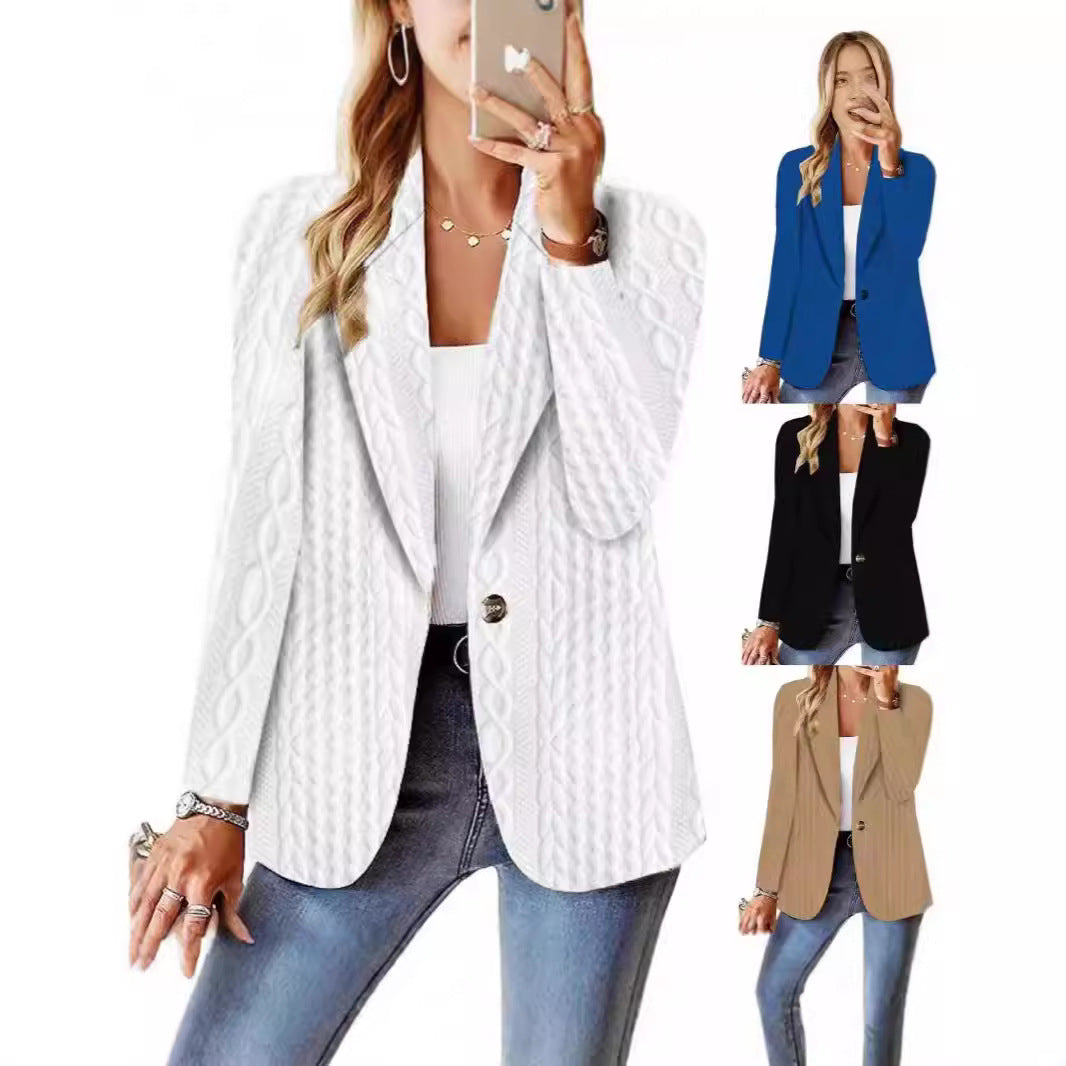 Damen Oversize-Blazer mit Schalkragen, Ein-Knopf-Verschluss und strukturierter Optik Drune