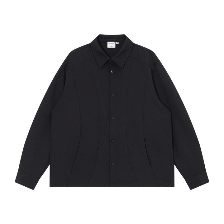 Unisex Boxy Hemdjacke mit minimalistischen Teilungsnähten und verdeckten Eingrifftaschen Drune