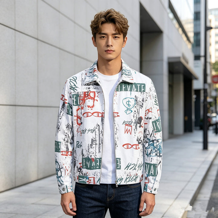 Herren Modische Jacke mit grafischen Prints Drune