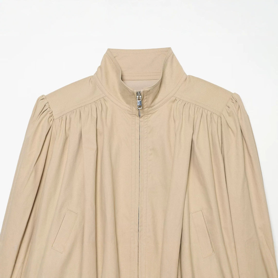 Damen Kurzjacke mit Stehkragen, gerafften Schultern und durchgehendem Reißverschluss Drune