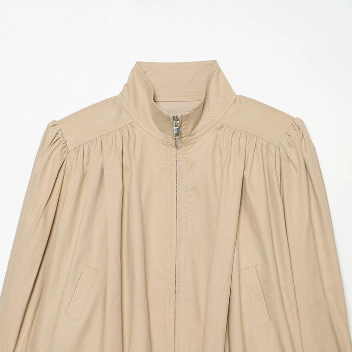 Damen Kurzjacke mit Stehkragen, gerafften Schultern und durchgehendem Reißverschluss Drune