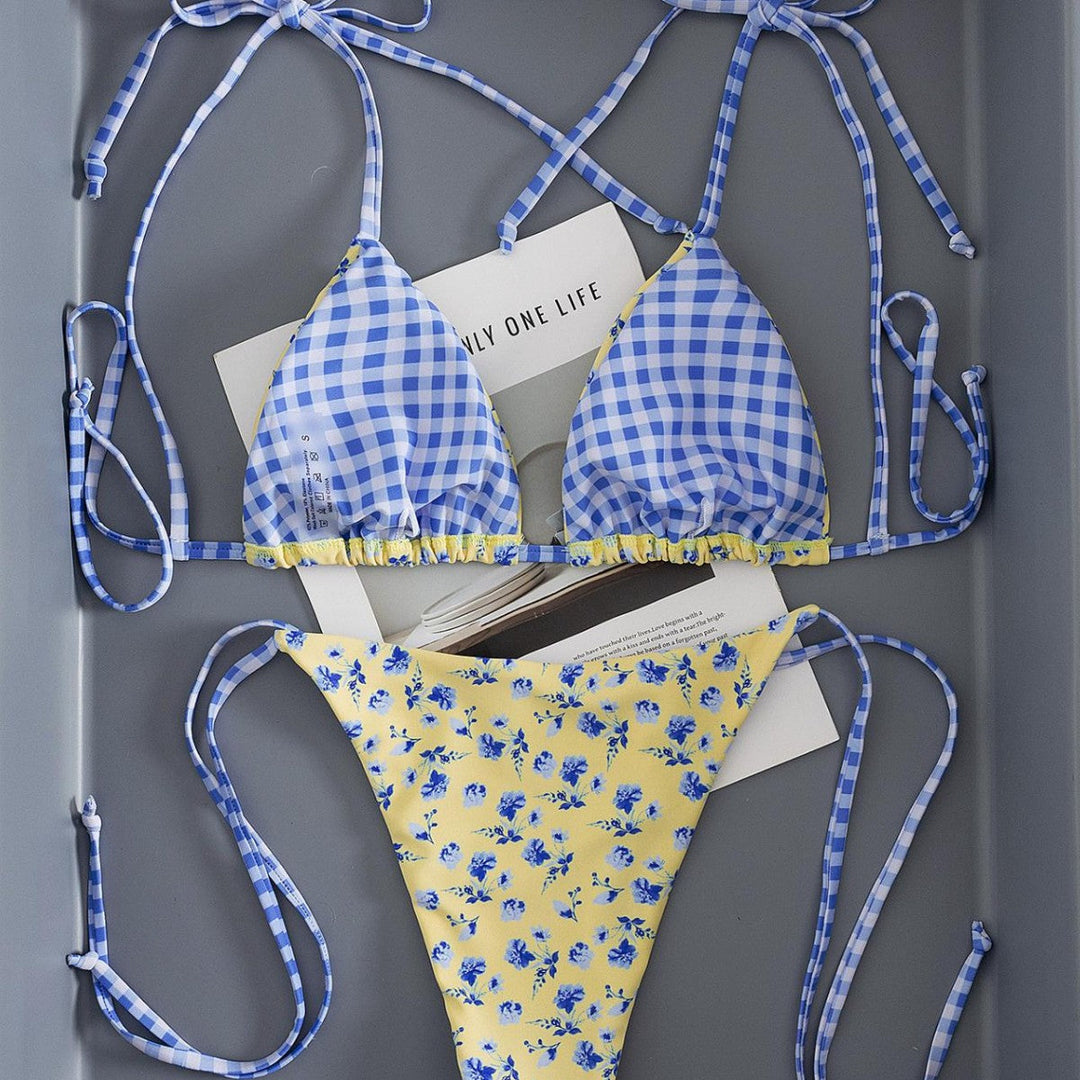 Damen Triangel-Bikini mit verspieltem Blütenmuster Drune