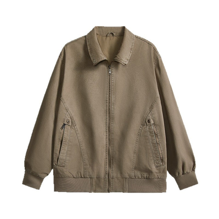 Herren leichte Baumwoll-Twill Übergangsjacke mit Reißverschluss und Ballonärmeln Drune