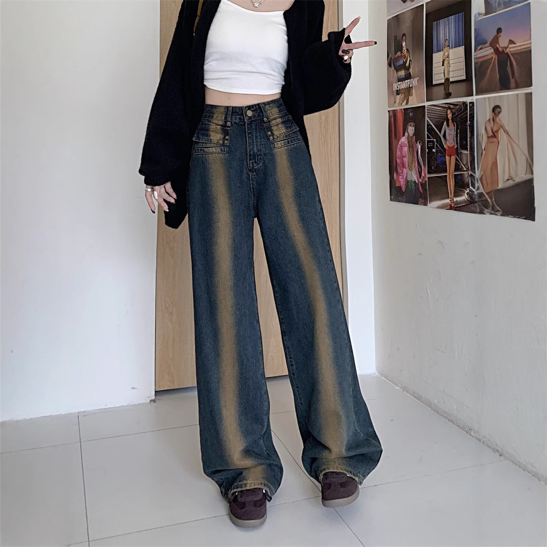 Damen Weit geschnittene Jeans mit detailreicher Knopfgestaltung Drune