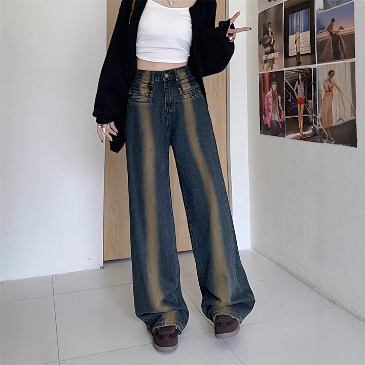 Damen Weit geschnittene Jeans mit detailreicher Knopfgestaltung Drune