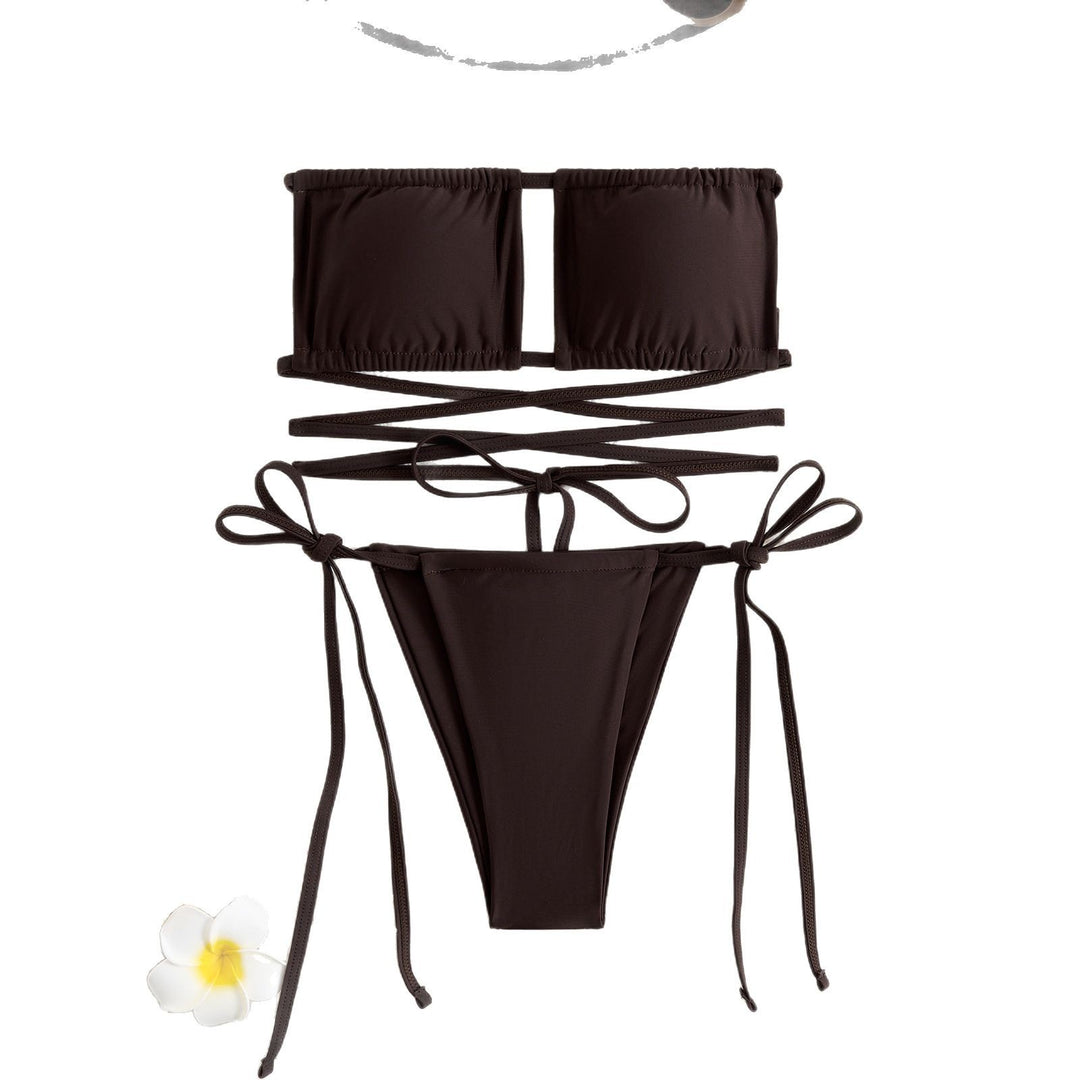 Damen Bandeau-Bikini-Set mit modischem Wickel-Design Drune