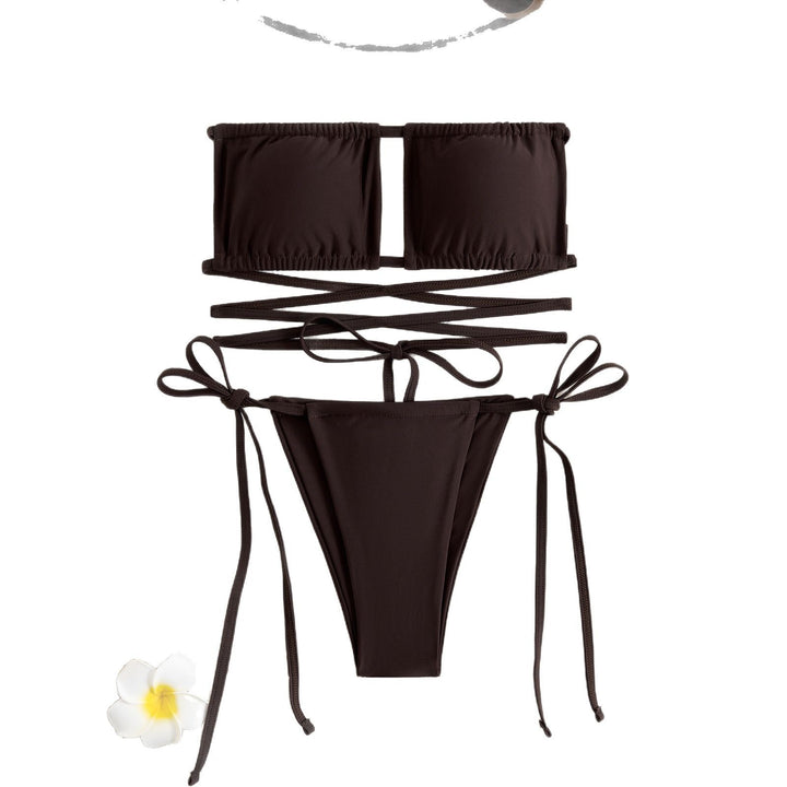 Damen Bandeau-Bikini-Set mit modischem Wickel-Design Drune