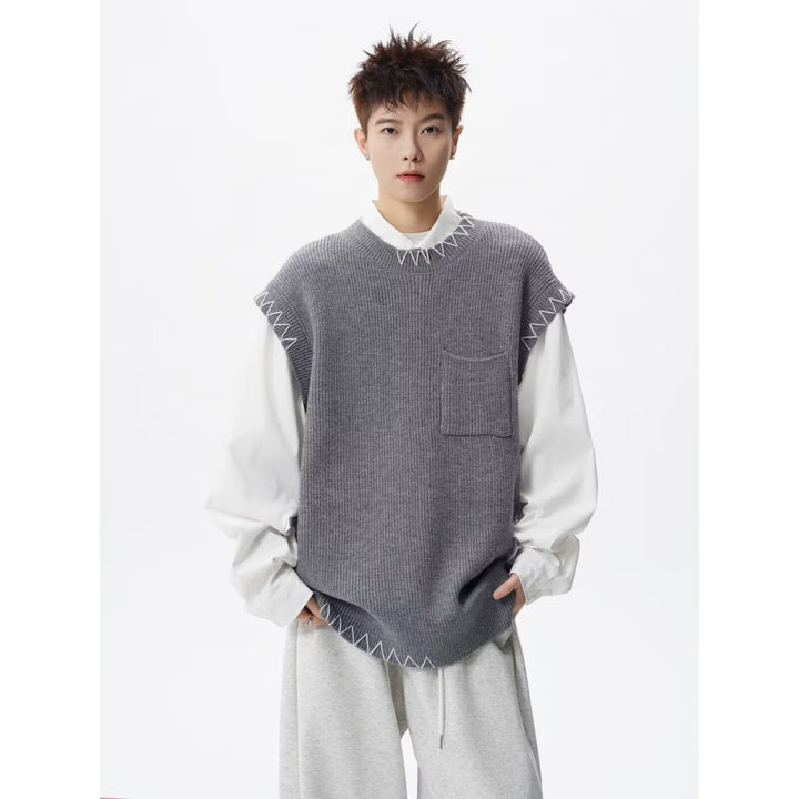 Herren Modischer Grobstrickpullover mit grafischen Details Drune