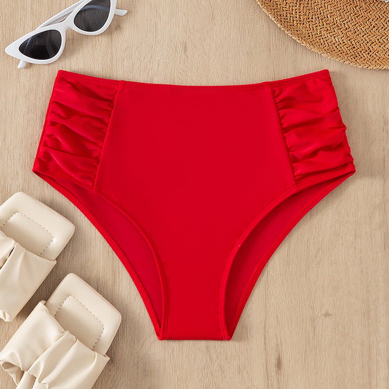Damen Hochtailliertes Bikiniunterteil mit elegantem Rüschendetail Drune