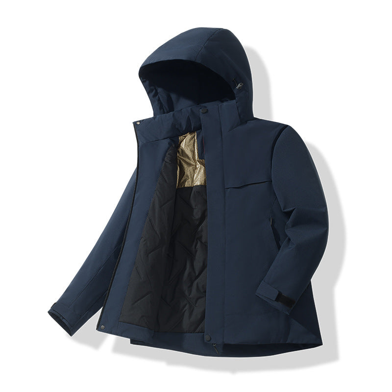 Herren Wasserabweisende Thermo-Parka mit Kapuze, gesteppter Innenseite & verdecktem Reißverschluss Drune