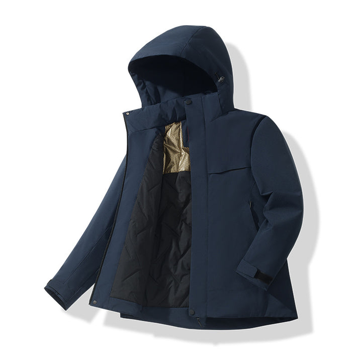 Herren Wasserabweisende Thermo-Parka mit Kapuze, gesteppter Innenseite & verdecktem Reißverschluss Drune