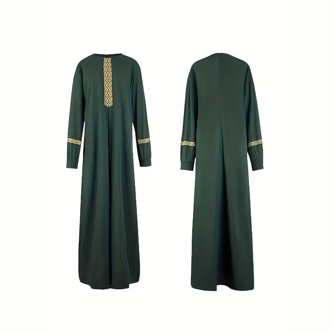 Damen Kaftan-Kleid mit eleganten Goldakzenten und langen Ärmeln Drune